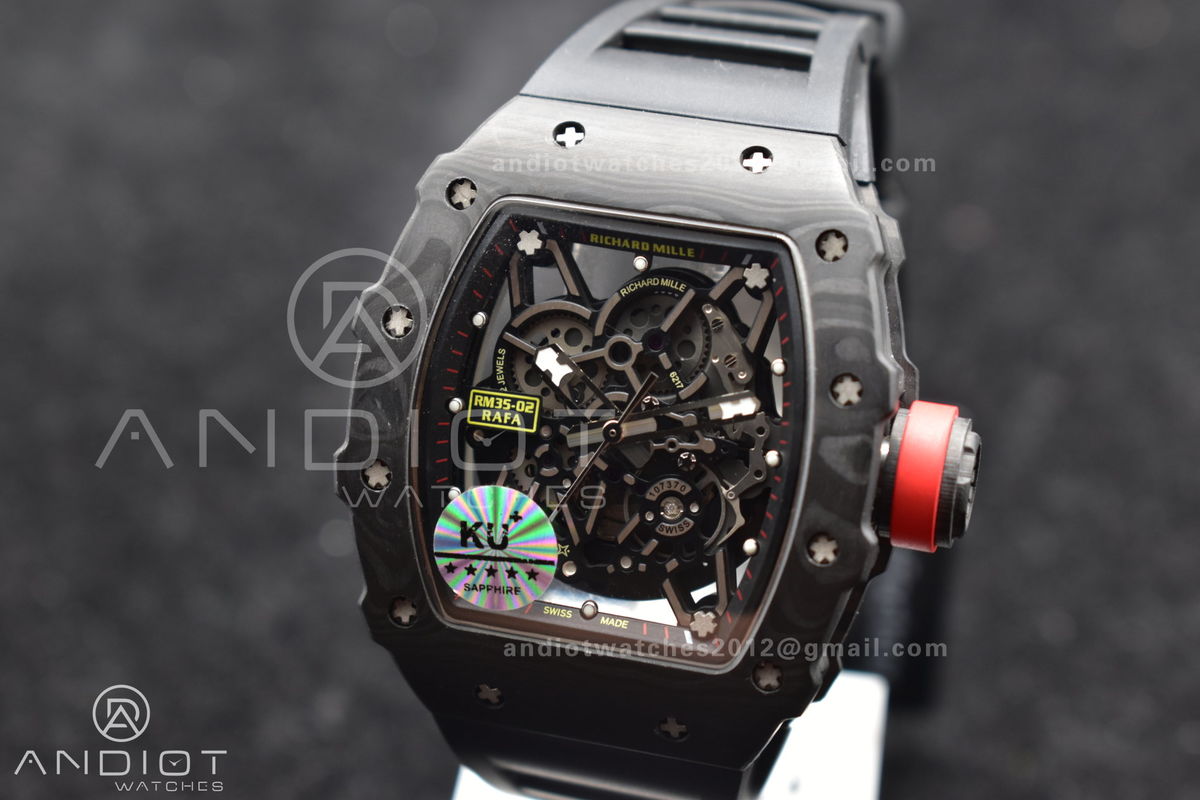 RM035-02 KUF Best Edition Skeleton Dial Red on Black Rubber Strap MIYOTA8215